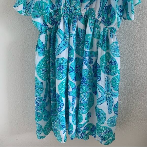 Lilly Pulitzer Sand Dollar Starfish Ocean Theme Dress Green Blue Small - Picture 11 of 13